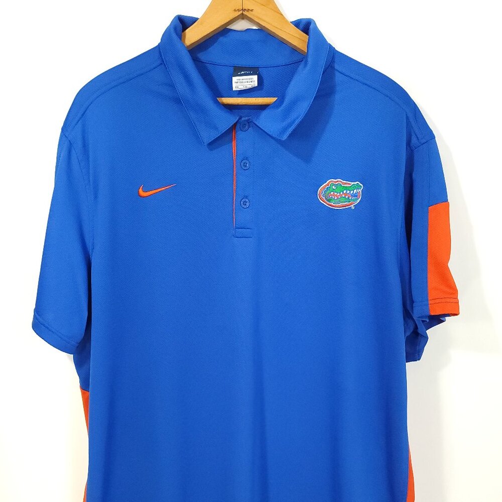 University of Florida Gators Nike Dri-FIT Polo Shirt Mens XXL Blue Orange
